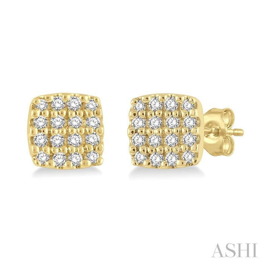 14K YG PETITE CUSHION EARRINGS 0.12CTW