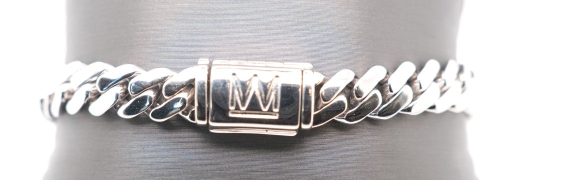 MICHAEL M STERLING SILVER 7.5MM 8" CUBAN LINK BRACELET