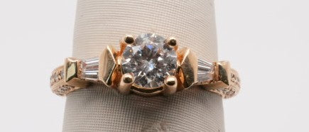 14K YG ROUND CENTER VS1/E 0.70CT SETTING 0.25CTW
