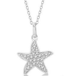 10K WHITE GOLD STARFISH PETITE PENDANT WITH 0.10CTW DIAMONDS