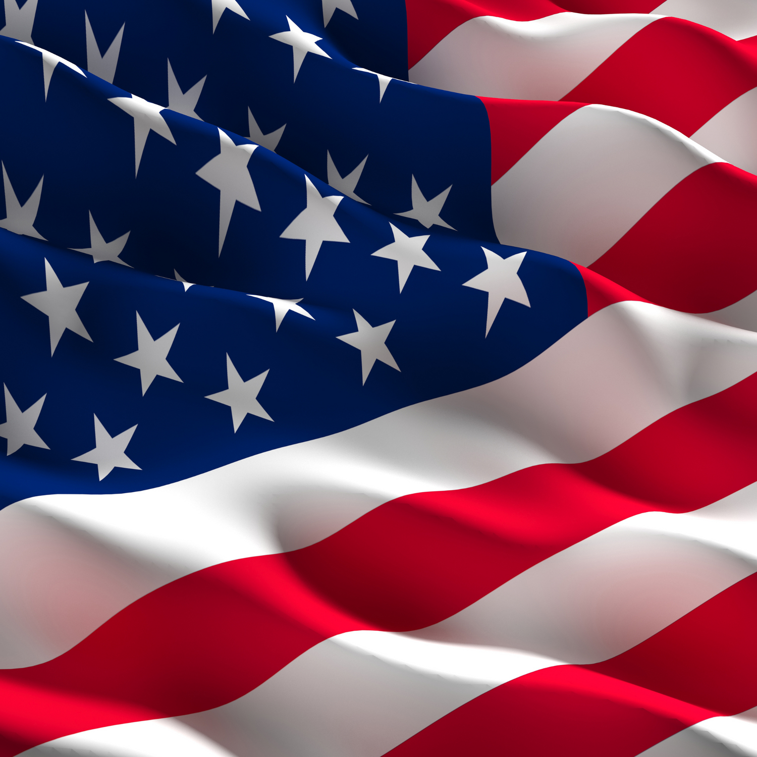 Close-up of the American flag with stars and stripes.